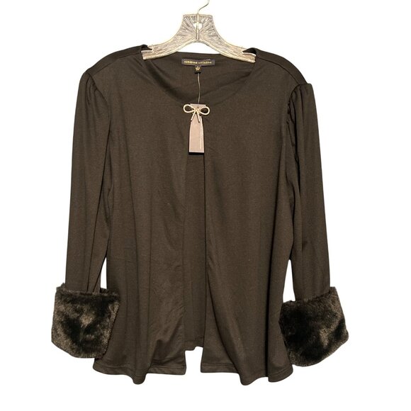 Adrienne Vittadini Fur Cuffs Cardigan Large - Picture 7 of 7